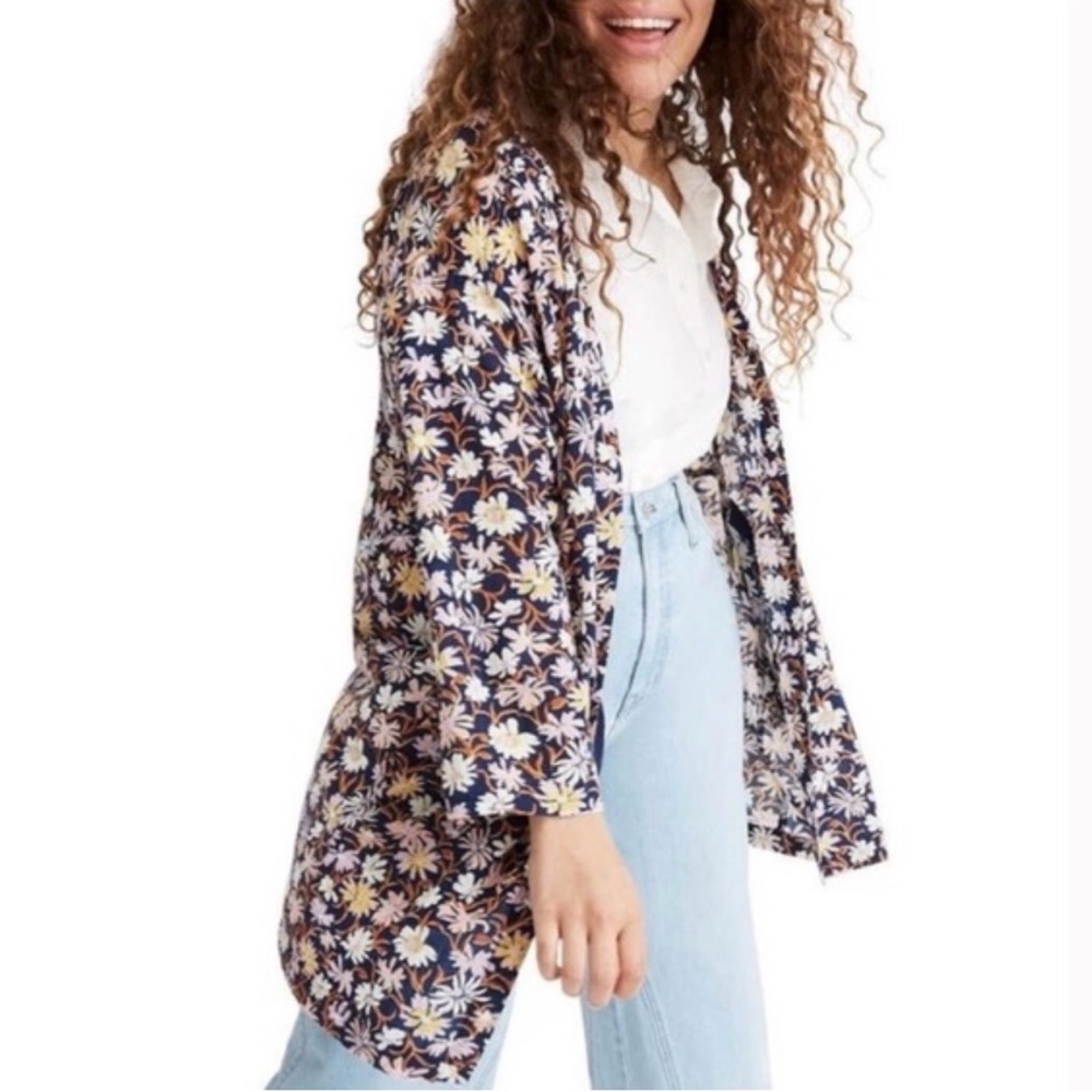 Madewell Short Robe Jacket Poolhouse Floral Cotton Cardigan Size Small